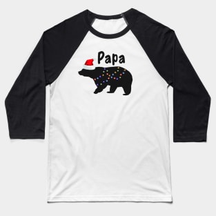 Papa Bear Shirt Christmas Pajamas Matching Santa Hat Lights Baseball T-Shirt